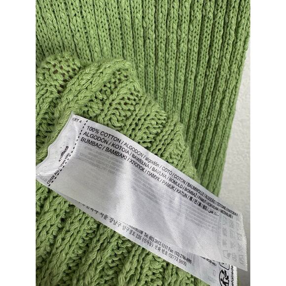 Mango Pistachio Knit Ribbed Long Sleeve Midi Dress Size Large Stretch Vacation - Picture 6 of 13